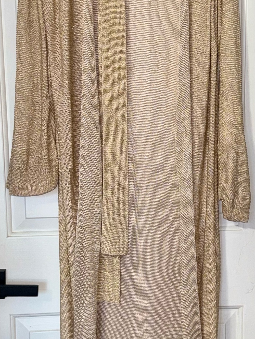 Tularosa Metallic Gold Open-Front Knit Robe